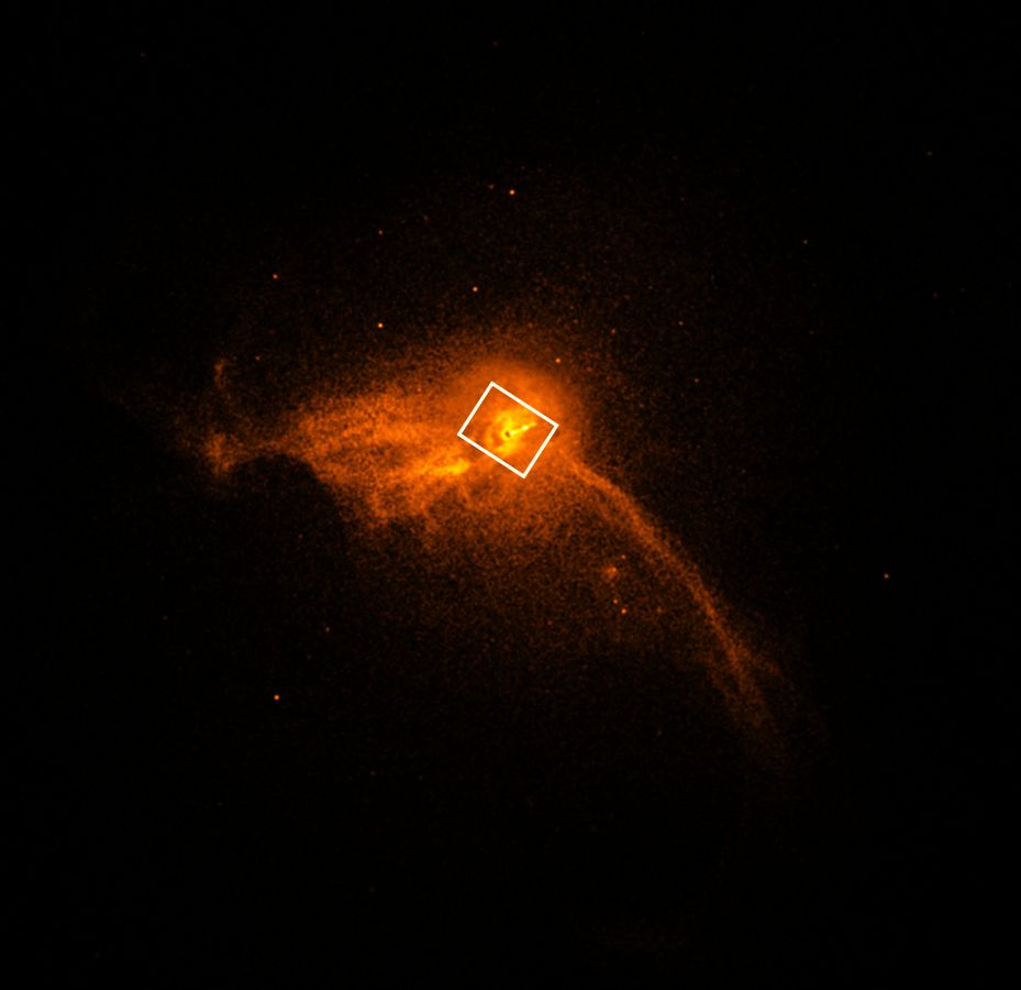 A close-up image of the core of the M87 galaxy, imaged by the Chandra X-ray Observatory. Credit: NASA/CXC/Villanova University/J. Neilsen